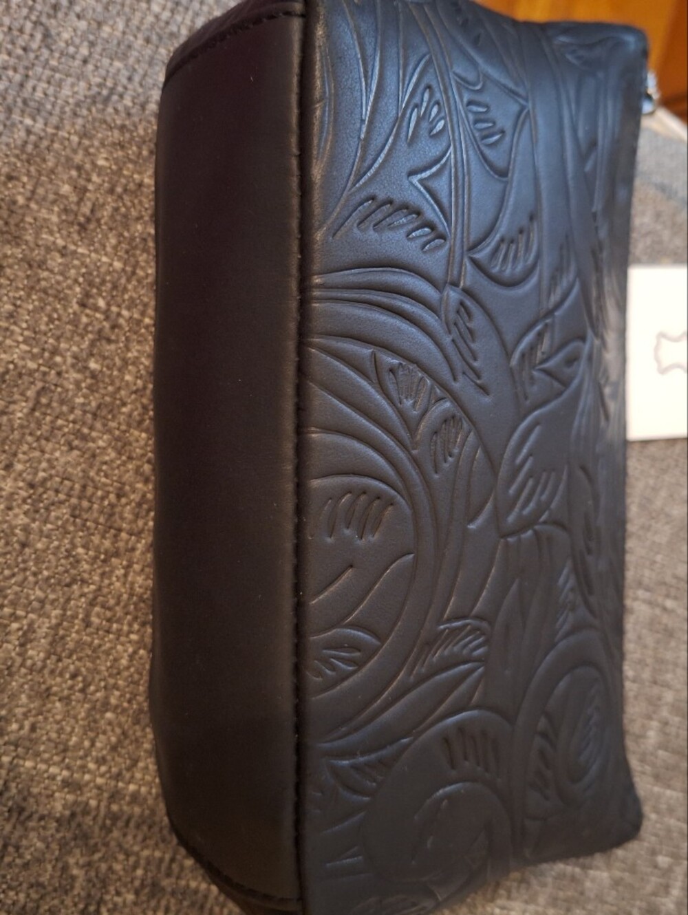 The Sak Black Embossed Leather Cosmetic Case